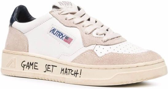 Autry suede-panel lace-up leather sneakers White