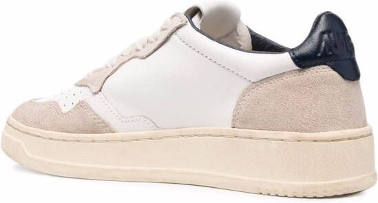 Autry suede-panel lace-up leather sneakers White
