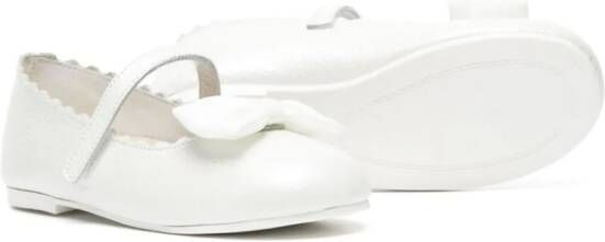 BabyWalker bow-embellished leather ballerina shoes White
