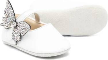 BabyWalker butterfly-appliqué leather ballerina shoes White