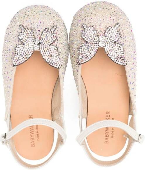 BabyWalker butterfly crystal-embellished ballerina shoes Neutrals