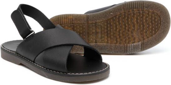 BabyWalker crossover-strap leather sandals Black