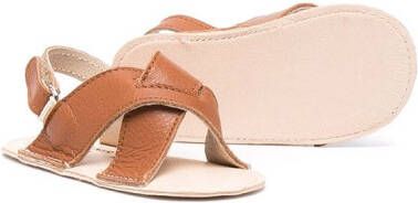 BabyWalker crossover-strap leather sandals Brown