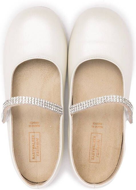 BabyWalker crystal-embellished ballerina shoes White