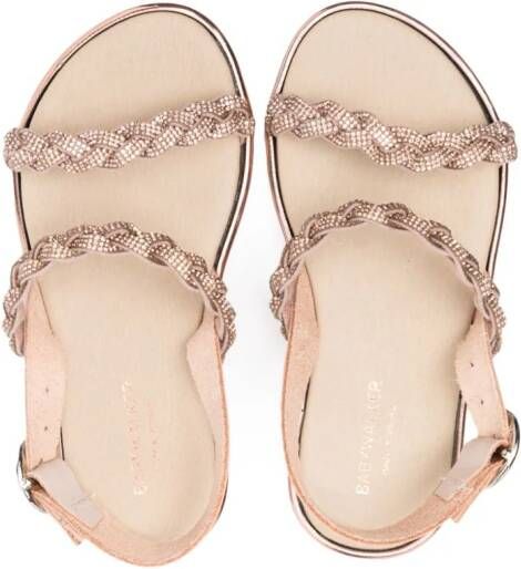 BabyWalker crystal-embellished braided sandals Pink