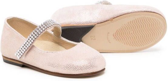 BabyWalker crystal-embellished leather ballerina shoes Pink