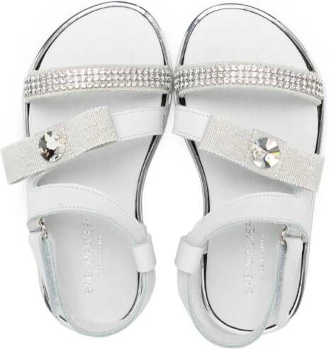 BabyWalker crystal-embellished leather sandals White
