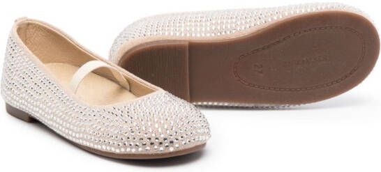 BabyWalker crystal-embellished suede ballerina shoes Neutrals
