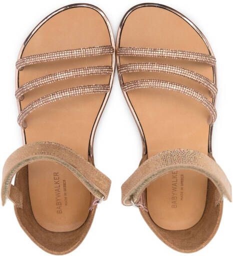 BabyWalker crystal-embellished touch-strap sandals Neutrals
