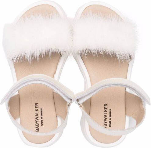 BabyWalker faux fur-trim sandals Neutrals