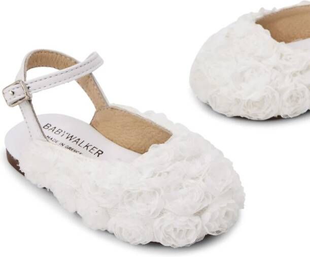 BabyWalker floral-appliqué ballerina shoes White