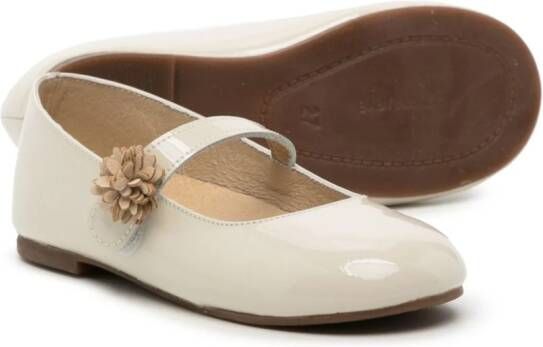 BabyWalker floral-appliqué leather ballerina shoes Neutrals