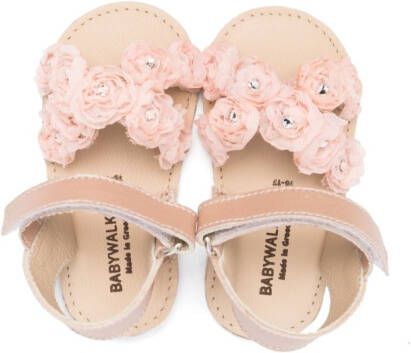 BabyWalker floral-appliqué leather sandals Pink