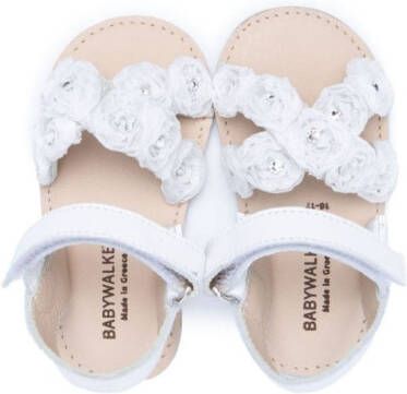 BabyWalker floral-appliqué leather sandals White