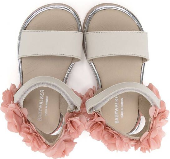 BabyWalker floral embroidered sandals White