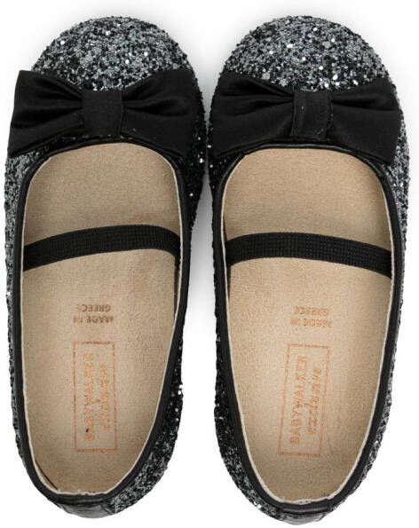 BabyWalker glitter bow-detail ballerina shoes Black