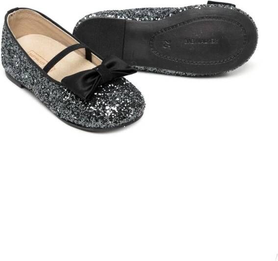 BabyWalker glitter bow-embellished ballerina shoes Black