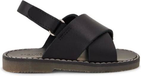 BabyWalker leather touch-strap sandals Black