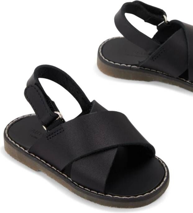 BabyWalker leather touch-strap sandals Black