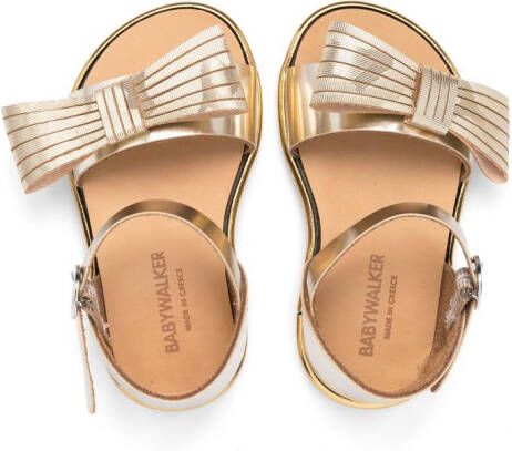 BabyWalker Restraint bow-detail metallic sandals Gold