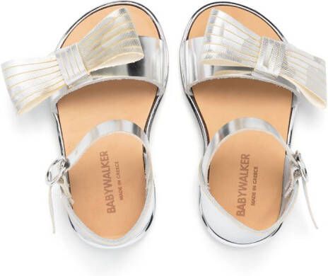BabyWalker Restraint bow-detail metallic sandals Silver