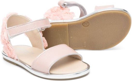 BabyWalker Restraint floral-appliqué metallic sandals Pink