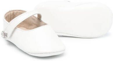 BabyWalker rhinestone-embellished leather ballerinas White