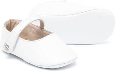 BabyWalker rhinestone-embellished leather ballerinas White