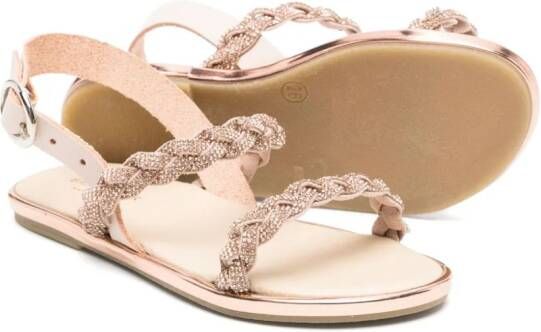BabyWalker rhinestone-embellished leather sandals Neutrals