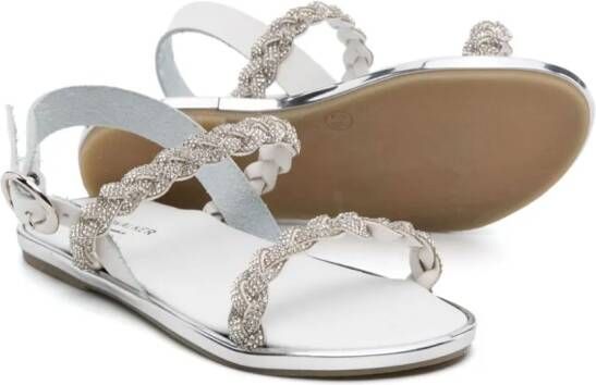BabyWalker rhinestone-embellished leather sandals White