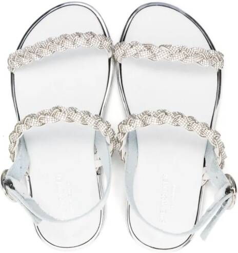 BabyWalker rhinestone-embellished leather sandals White