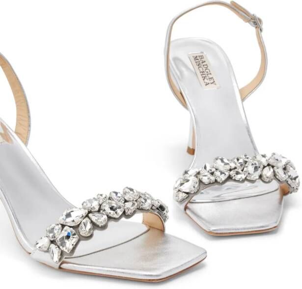 Badgley Mischka Leanna 85mm crystal sandals Silver