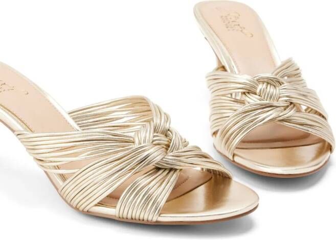 Badgley Mischka Mia 60mm twisted leather mules Gold