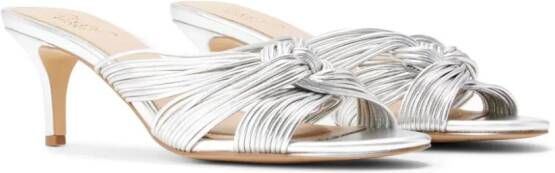 Badgley Mischka Mia 60mm twisted leather mules Silver