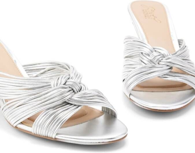 Badgley Mischka Mia 60mm twisted leather mules Silver