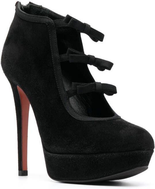 Baldinini 130mm bow-detail suede pumps Black