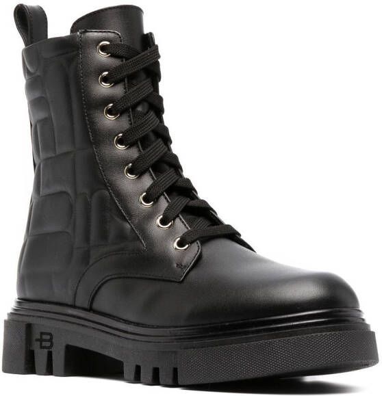 Baldinini embossed-effect combat boots Black