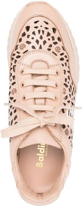 Baldinini laser-cut embellished low-top sneakers Pink