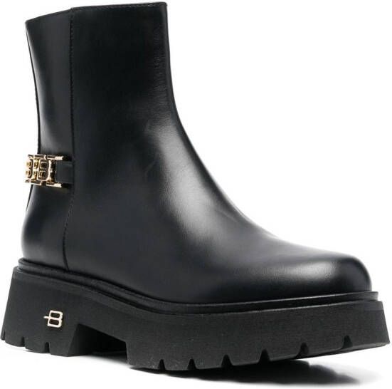 Baldinini logo chain-embellished ankle boots Black