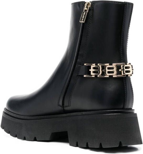 Baldinini logo chain-embellished ankle boots Black
