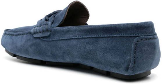 Baldinini logo-plaque calf-leather loafers Blue