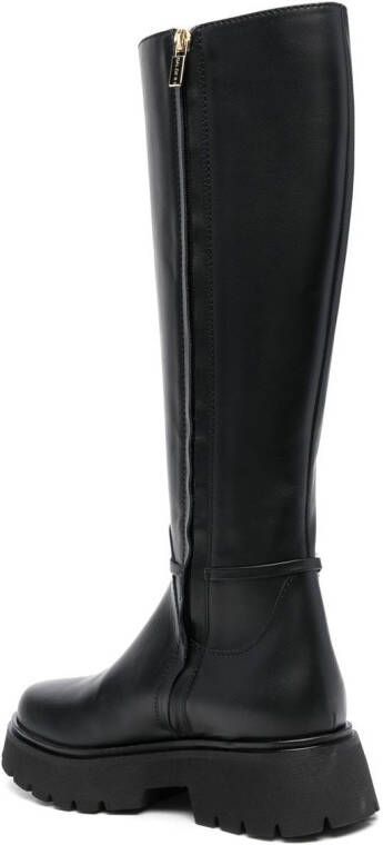 Baldinini logo-plaque knee-high boots Black