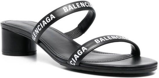 Balenciaga '45mm' logo-print double-strap sandals Black