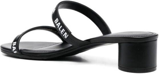 Balenciaga '45mm' logo-print double-strap sandals Black