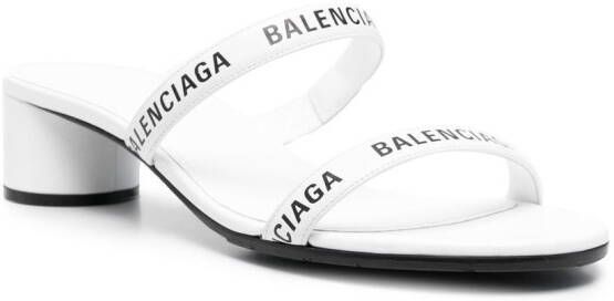 Balenciaga '45mm' logo-strap sandals White