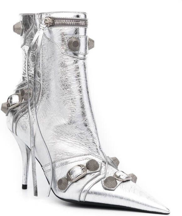 Balenciaga Cagole 90mm metallic ankle boots Silver