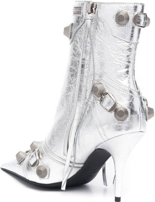 Balenciaga Cagole 90mm metallic ankle boots Silver