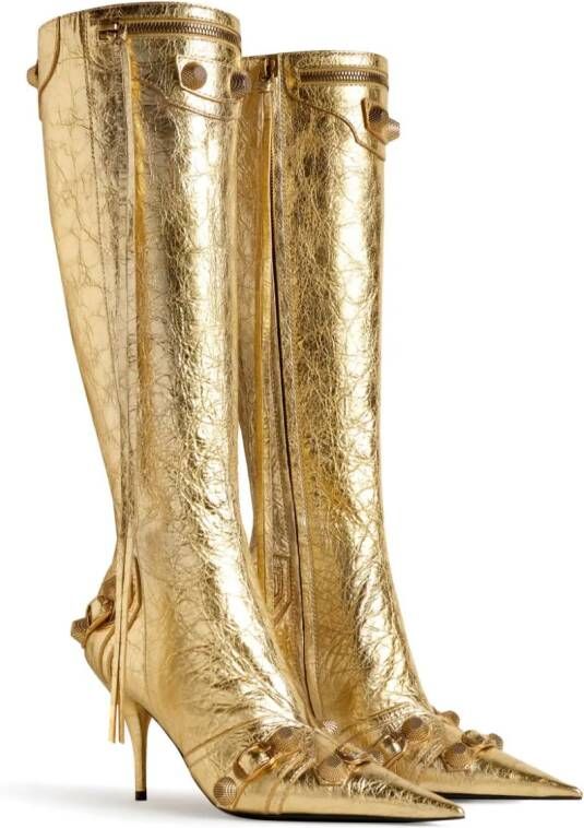 Balenciaga Cagole 90mm metallic-leather boots Gold