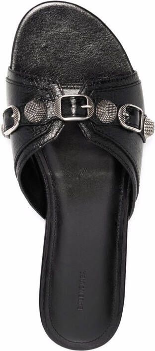 Balenciaga Cagole leather sandals Black