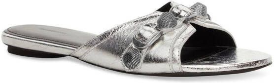 Balenciaga Cagole metallic-effect sandals Silver